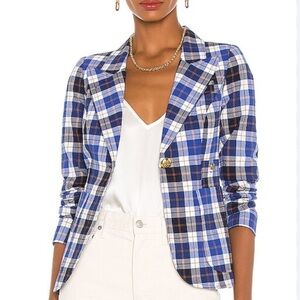 Smythe Dutchess Blue Plaid Blazer Size 4